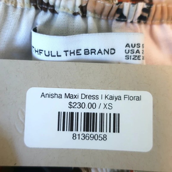 Faithfull The Brand Maxi Dress Anisha Floral Print Cotton Size Extra Small NEW - Picture 6 of 8